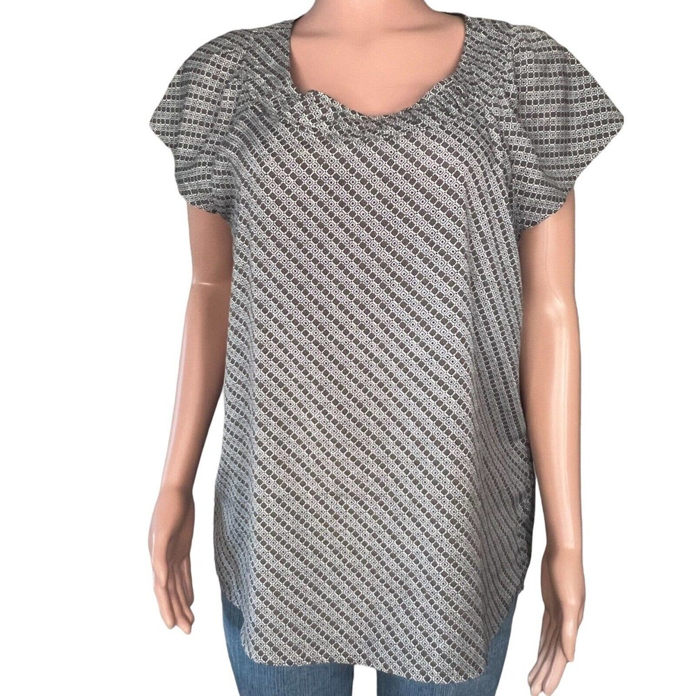 Banana Republic Shirt Womens XL Multicolor Sleeveless Pleated Scoop Neck